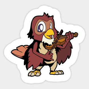 Comic owl playing violin Sticker